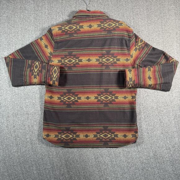 Iron & Resin Shirt Mens Large Brown Aztec Southwestern Stripe Button Up Cotton - Picture 3 of 13
